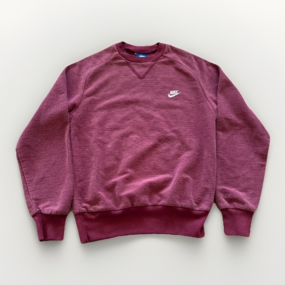 Vintage Nike Sweatshirt Mens S Red Crewneck Blue Tag 80s Swoosh Logo Pullover‎